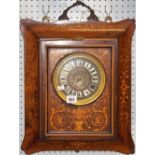 19th Century Dutch rosewood marquetry inlaid two-train wall clock, the 5 inch silvered dial with