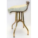 Victorian brass swivel adjustable C.H. Hare patent piano stool with upholstered seat