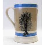 19th Century mocha ware one pint mug, height 13cm.