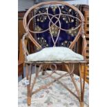 Victorian cane child's chair with upholstered seat