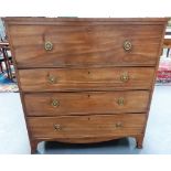 Early 19th Century mahogany secretaire chest, the secretaire with green baize writing inset & with