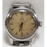 Tudor oyster Royal stainless steel gentleman's wristwatch with textured silvered dial and gilt