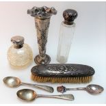Miscellaneous silver including a silver weighted trumpet specimen vase, Birmingham 1902, two