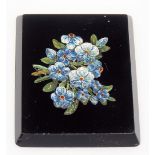Pietra Dura 'Forget Me Not' decorated rectangular panel, 30mm x 38mm.