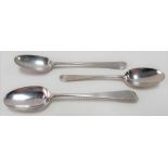 Three 18th Century Old English pattern teaspoons, weight 1.10oz approx.