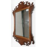 George III style mahogany frame fret mirror, height 67cm