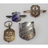 Two silver gilt Scout 'Thanks' badges; together with two sterling silver Salvation Army badges (4)