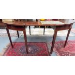 Early 19th Century mahogany D-end extending dining table with one leaf, the ends with four square