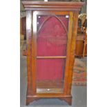 Good Victorian walnut fishing rod cabinet, the hinged glazed door enclosing a baize interior with