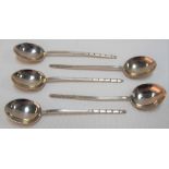 Set of five silver demitasse spoons, maker Walker & Hall, Sheffield 1944, weight 1oz approx.