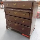 George III mahogany bachelor chest of drawers, the hinge lidded moulded top with interior writing