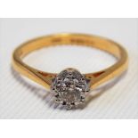 18ct hallmarked gold platinum set diamond solitaire ring, the diamond of 0.20ct spread approx within