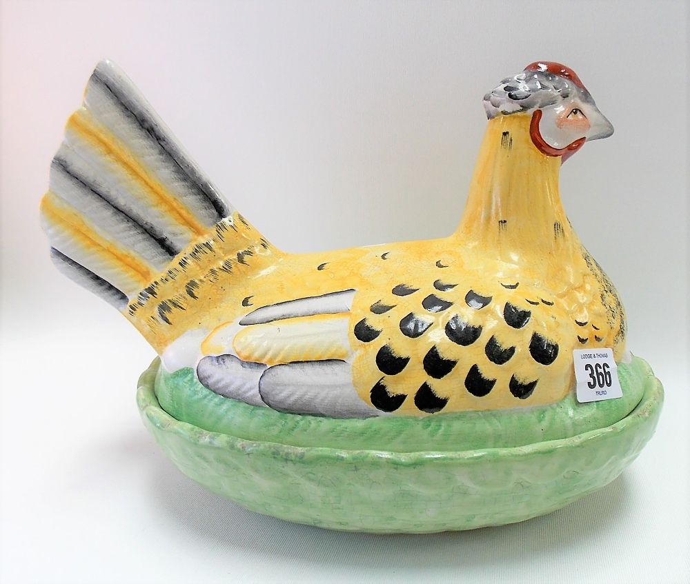 A Staffordshire Pottery chicken, width 25cm