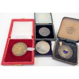 Four various silver hallmarked medallions, weight overall 3.35oz approx.