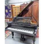 Ebonised C. Bechstein baby grand piano, iron framed overstrung, width 140cm x length 180cm