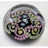 Whitefriars Glass paperweight, facet cut & with interlaced garland millefiori, diameter 8cm