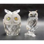 Two Swarovski crystal owls, height of largest 6cm (2).