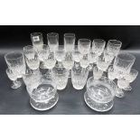 Waterford Crystal part suite of drinking glasses; together with two Waterford Crystal dessert