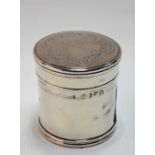William IV silver circular lidded box, of ribbed form, the lid foliate engraved and with crest,