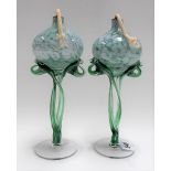 Pair of Murano glass oil lamps, height 22cm.