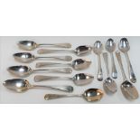 Thirteen various silver Old English pattern teaspoons, weight 5.80oz approx.