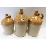 Three Price Bristol stoneware flagons, two advertising for 'HENRY BUCK, TRURO 781' and 'E J WINDSOR,