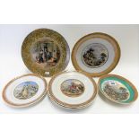 Collection of eight prattware plates; together with a shallow bowl.