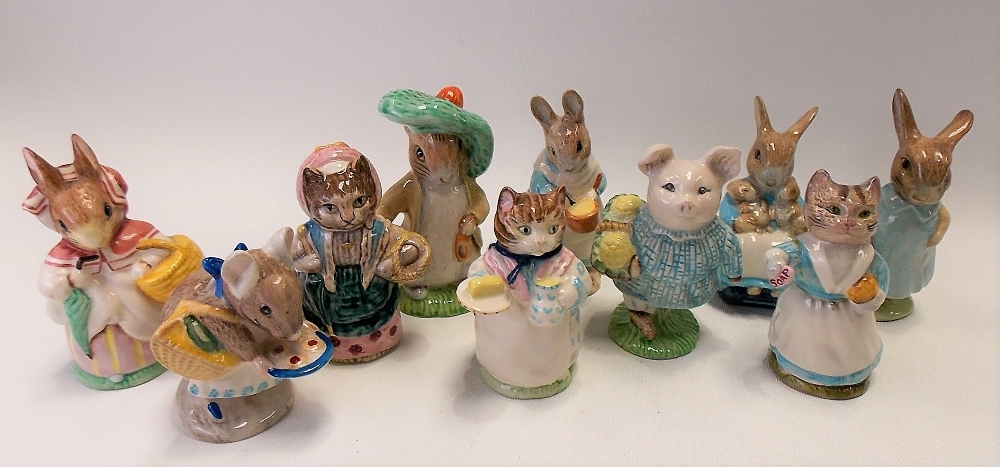 Three Beswick Beatrix Potter figures 'Little Pig Robinson', 'Cousin Ribby' and 'Mrs Flopsy Bunny';