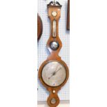 Rosewood banjo barometer, the base with swan neck pediment, height 107cm