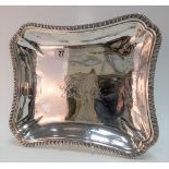 George III silver gadrooned tureen, of rectangular section and with engraved armorial, maker B.L,