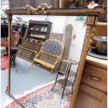 19th Century gilt & black painted gesso frame rectangular tall over mantel mirror, the top with