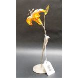 Swarovski glass and metal model of a flower, height 20cm.