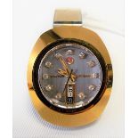 1970's Rado Diastar gold plated gentleman's bracelet wristwatch with silver dial & calendar aperture