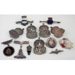 Collection of silver, & silver & enamel military badges