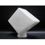 White opaque glass lozenge-shaped petrol pump globe, height 49cm, width 57cm, depth 21cm. PROVENENCE