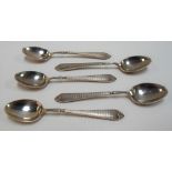 Set of five modern silver engine turned demitasse spoons, Birmingham 1951, weight 2oz approx.