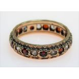 9ct gold red and clear stone set eternity ring, weight 3g approx.