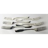 William IV silver set of six fiddle pattern dessert forks, maker R.B, London 1834, weight 9oz