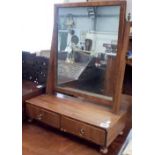 Early 19th Century mahogany boxwood strung swing toilet mirror with two frieze drawers, width 46cm