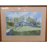 BRYANT CORTIS Roseland landscape, and a Roseland hamlet. Pair of watercolours. One signed. Both 36cm