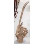 Bambara Tribe antelope headdress Chiwara Mali carved wood & with incised decoration, height
