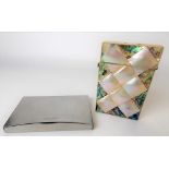 Victorian abalone and mother of pearl card case, height 9cm; together with a modern George Jensen