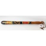 Victorian painted Special Constable truncheon, painted with crown, VR monogram and inscribed