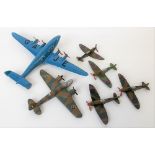 Dinky Toys diecast four engine liner no. 62R; together with five Dinky miniature fighter planes