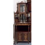 Victorian rosewood ivory & boxwood marquetry inlaid floor standing corner display cabinet, the top