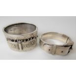 Two silver buckle bracelets, one Victorian, weight 80.2g approx. (2)