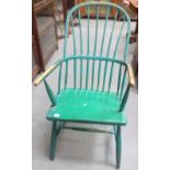 19th Century Westcountry painted Windsor chair with bentwood comb back & outswept arms & on turned