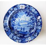 Early 19th Century pearlware blue & white transfer printed plate 'Diorama View of York', diameter