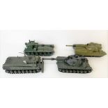 Four Dinky Toys tanks including a Leopard tank.
