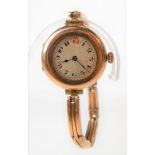 Early 20th Century 9ct gold ladies bracelet manual wind wristwatch, the 18mm circular silvered